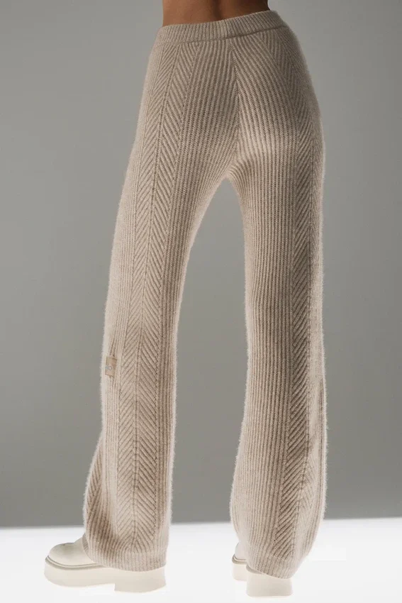Winter Magic kasjmier broek met wijde pijpen - Flax Heather