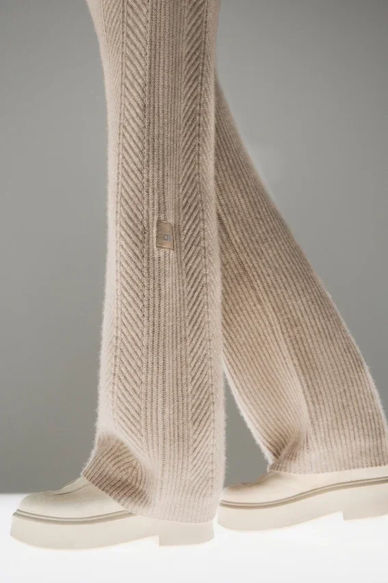 Winter Magic kasjmier broek met wijde pijpen - Flax Heather