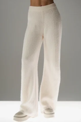 Winter Magic kasjmier broek met wijde pijpen - ivoor
