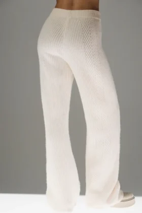 Winter Magic kasjmier broek met wijde pijpen – ivoor