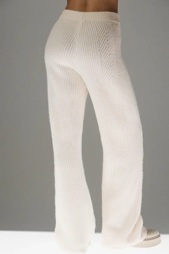 Winter Magic kasjmier broek met wijde pijpen - ivoor