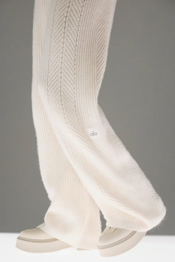 Winter Magic kasjmier broek met wijde pijpen - ivoor