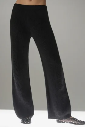 Winter Magic kasjmier broek met wijde pijpen - Zwart