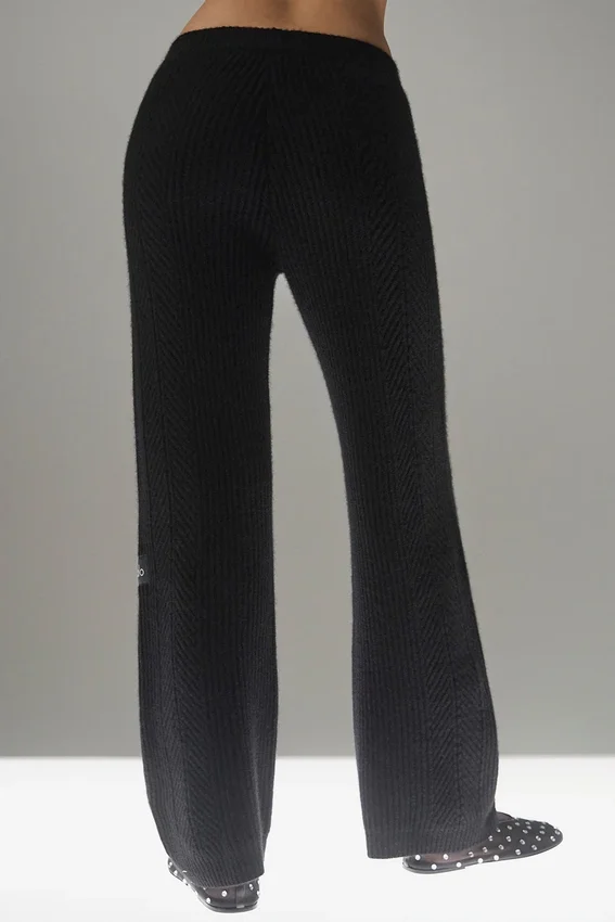 Winter Magic kasjmier broek met wijde pijpen - Zwart