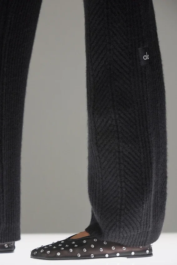 Winter Magic kasjmier broek met wijde pijpen - Zwart