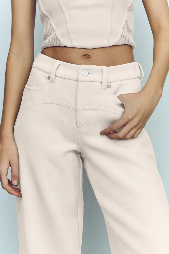 Wollen broek met wijde pijpen uit de Nightcap-collectie – Café au lait