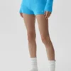 Wollen kasjmier geribbelde Noble-korte broek - azuurblauw