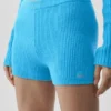 Wollen kasjmier geribbelde Noble-korte broek - azuurblauw