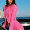 Wollen kasjmier geribbelde Noble-korte broek – Paradise Pink