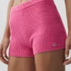 Wollen kasjmier geribbelde Noble-korte broek – Paradise Pink
