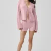 Wollen kasjmier geribbelde Noble-korte broek – Vintage roze
