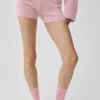 Wollen kasjmier geribbelde Noble-korte broek – Vintage roze