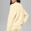 Wollen kasjmier geribde Noble-trui met ronde hals - Candlelight Yellow
