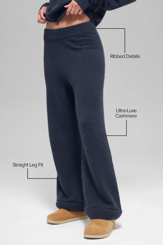 Wollen kasjmier High-Waist broek met wijde pijpen uit de New Class-collectie – Marineblauw