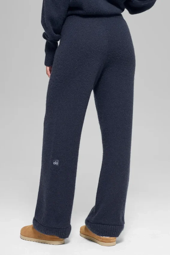 Wollen kasjmier High-Waist broek met wijde pijpen uit de New Class-collectie – Marineblauw