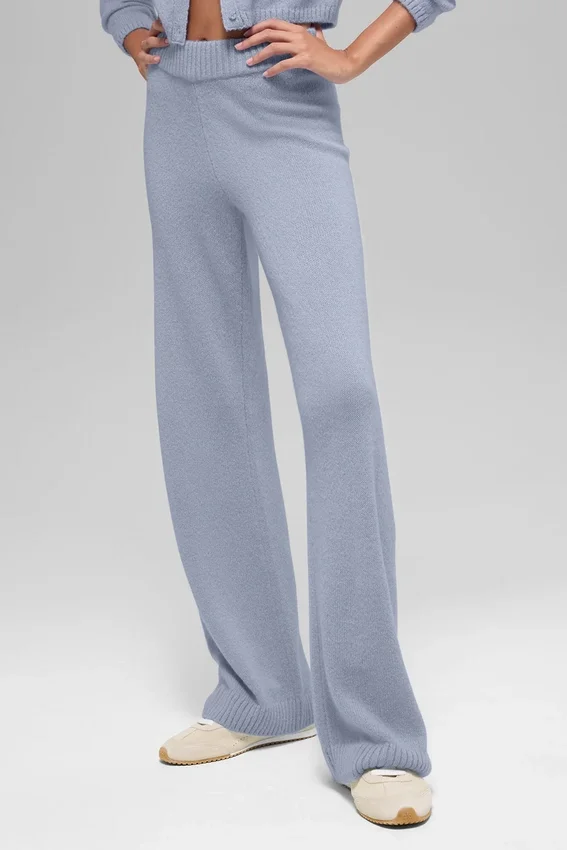 Wollen kasjmier High-Waist broek met wijde pijpen uit de New Class-collectie – Winter Frost