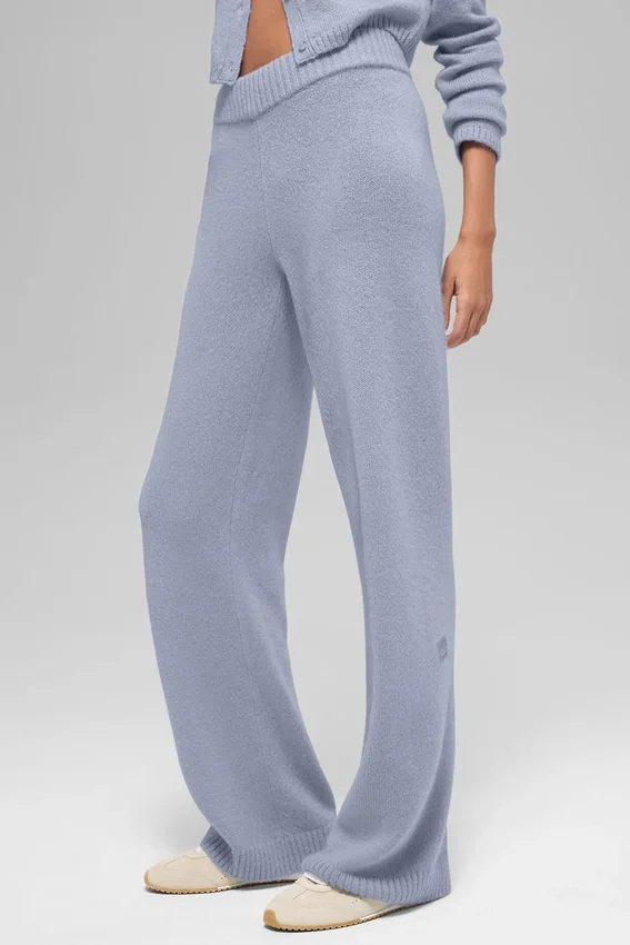 Wollen kasjmier High-Waist broek met wijde pijpen uit de New Class-collectie – Winter Frost