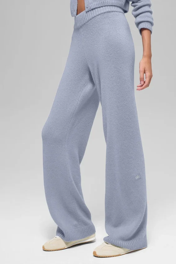 Wollen kasjmier High-Waist broek met wijde pijpen uit de New Class-collectie – Winter Frost