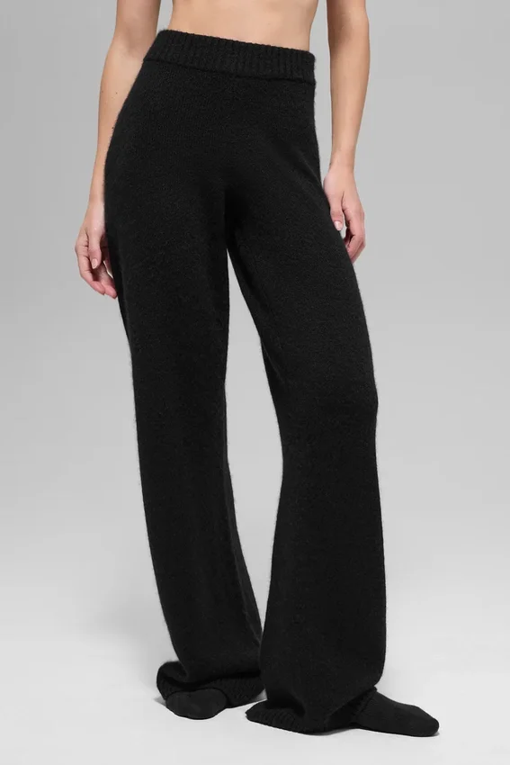 Wollen kasjmier High-Waist-broek met wijde pijpen uit de New Class-collectie – Zwart
