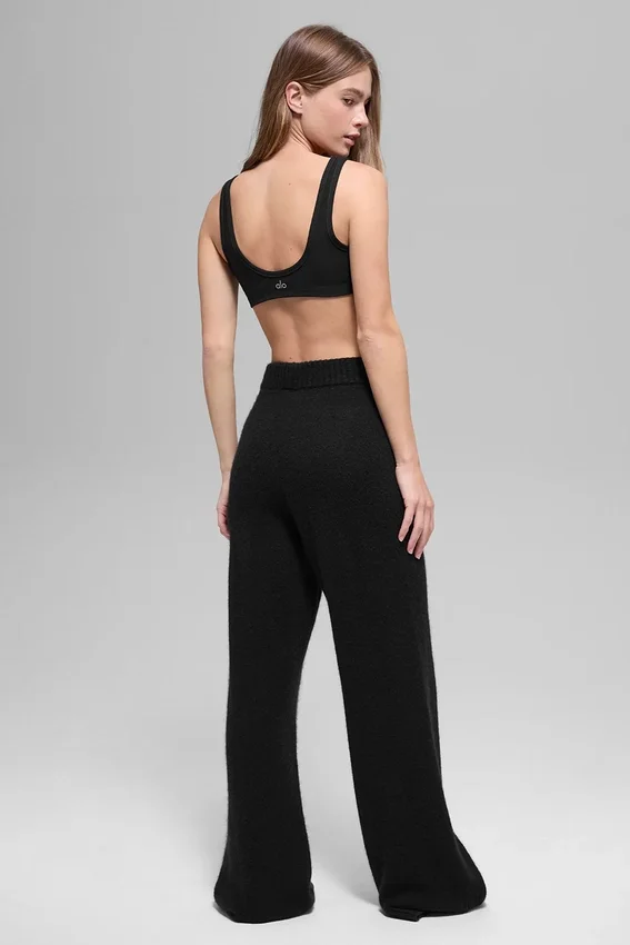 Wollen kasjmier High-Waist-broek met wijde pijpen uit de New Class-collectie – Zwart