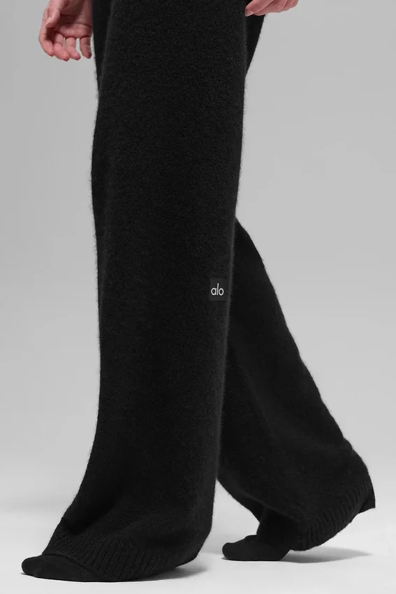 Wollen kasjmier High-Waist-broek met wijde pijpen uit de New Class-collectie – Zwart
