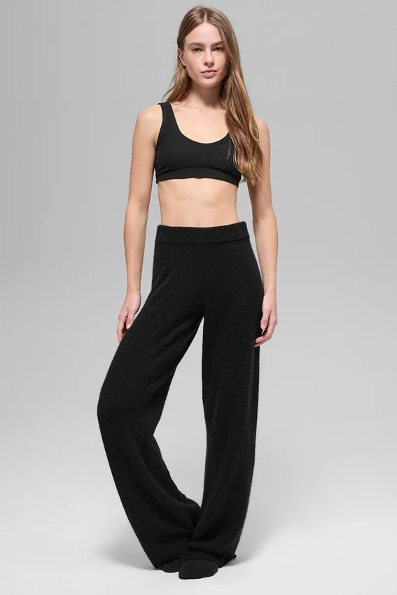 Wollen kasjmier High-Waist-broek met wijde pijpen uit de New Class-collectie – Zwart