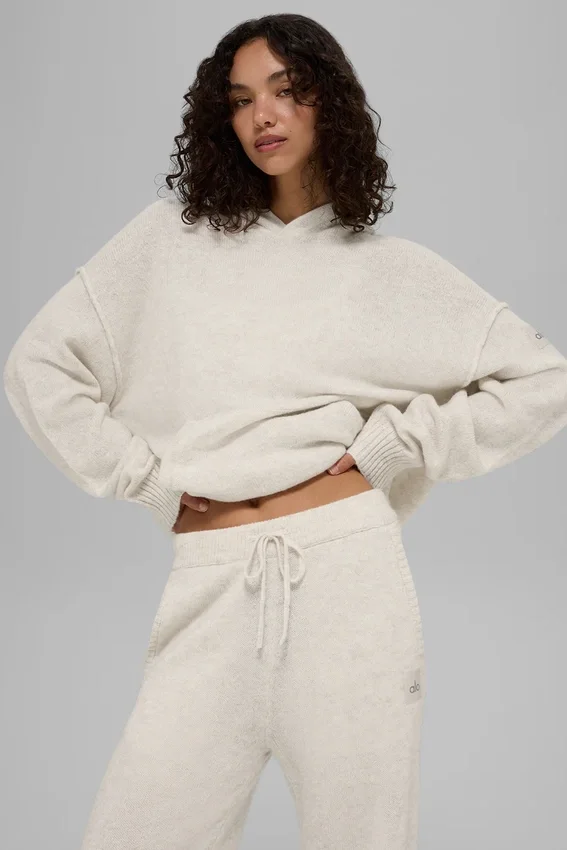 Wollen kasjmier New Class-Hoodie - Bone Heather