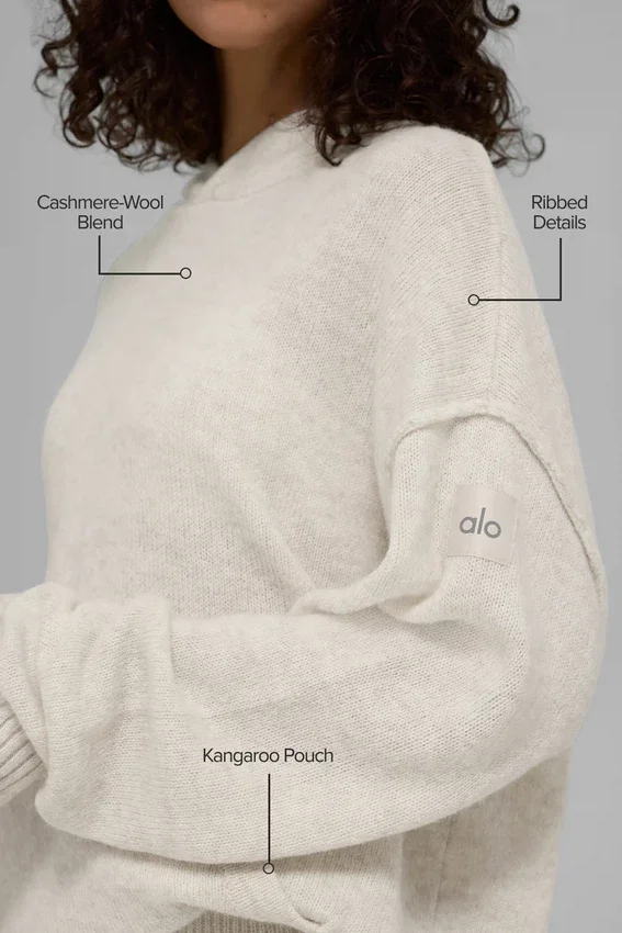 Wollen kasjmier New Class-Hoodie - Bone Heather