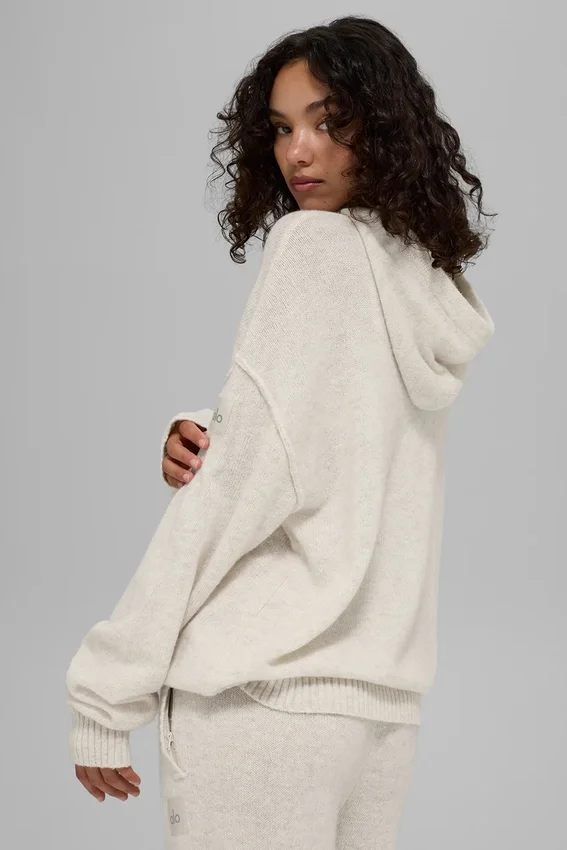 Wollen kasjmier New Class-Hoodie - Bone Heather