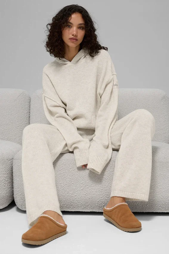 Wollen kasjmier New Class-Hoodie - Bone Heather