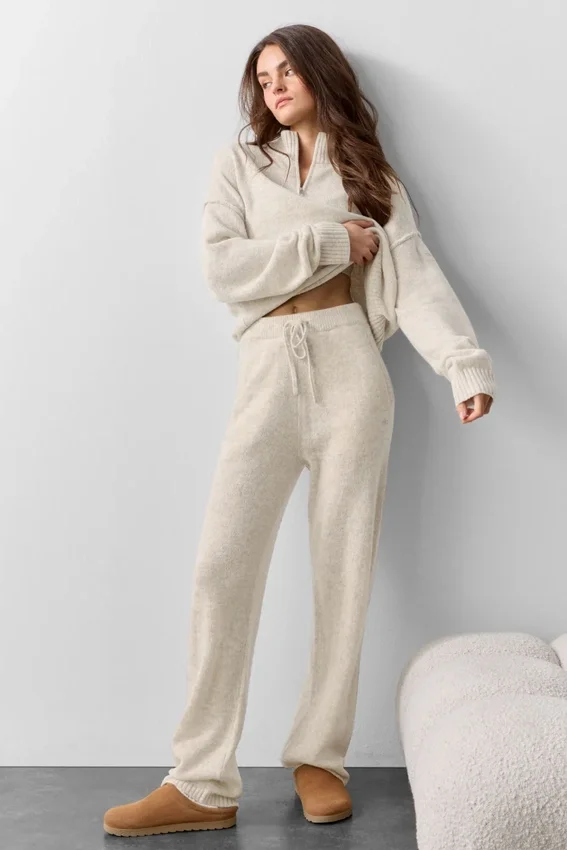 Wollen kasjmier New Class Joggingbroek - Oatmeal Heather
