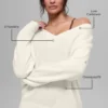 Wollen kasjmier New Class oversized trui met V-hals - ivoor