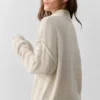 Wollen kasjmier New Class trui met 1/4 rits – Oatmeal Heather
