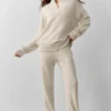 Wollen kasjmier New Class trui met 1/4 rits – Oatmeal Heather