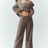 Wollen Nightcap-corsettop – Alpine Cocoa Heather