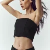 Wollen Nightcap-corsettop - Zwart