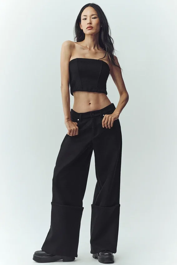 Wollen Nightcap-corsettop - Zwart