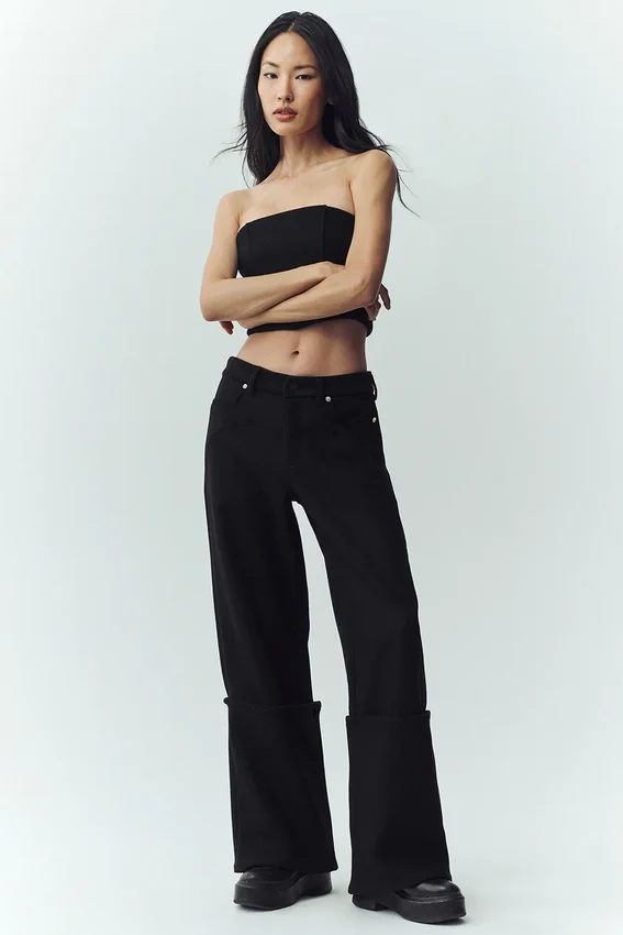 Wool Blend Nightcap broek met wijde pijpen - Zwart