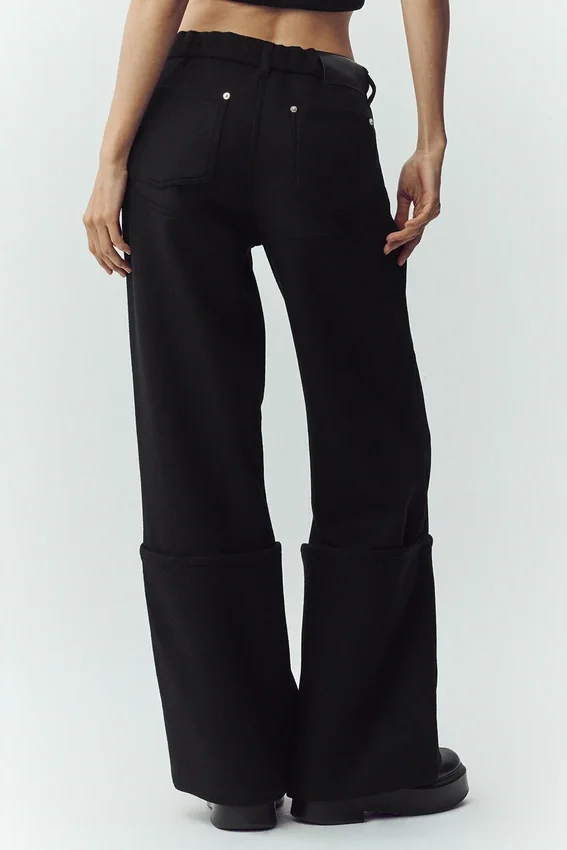 Wool Blend Nightcap broek met wijde pijpen - Zwart