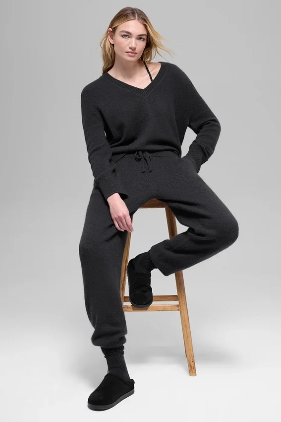 Wool Cashmere High-Waist New Class Jogger - Zwart