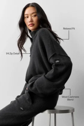 Wool Cashmere New Class 1/4 Zip-trui – Zwart
