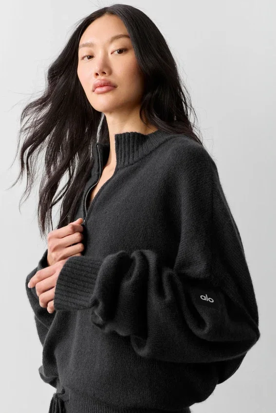 Wool Cashmere New Class 1/4 Zip-trui - Zwart