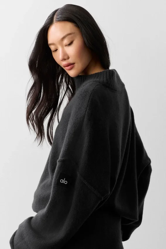 Wool Cashmere New Class 1/4 Zip-trui - Zwart