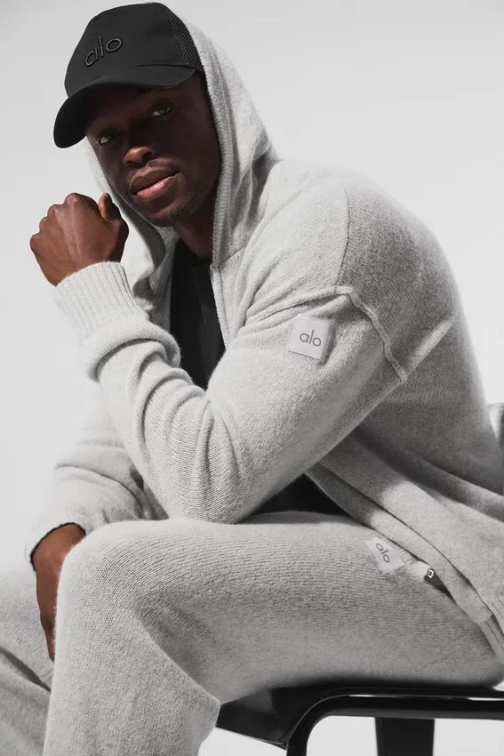 Wool Cashmere New Class Hoodie met volledige ritssluiting - Pearl Grey Heather