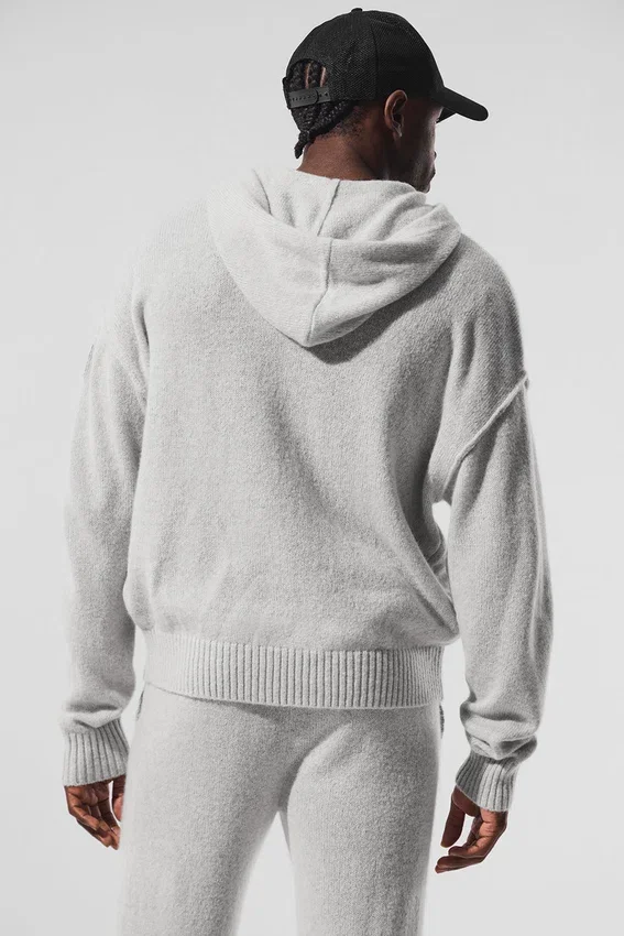 Wool Cashmere New Class Hoodie met volledige ritssluiting - Pearl Grey Heather