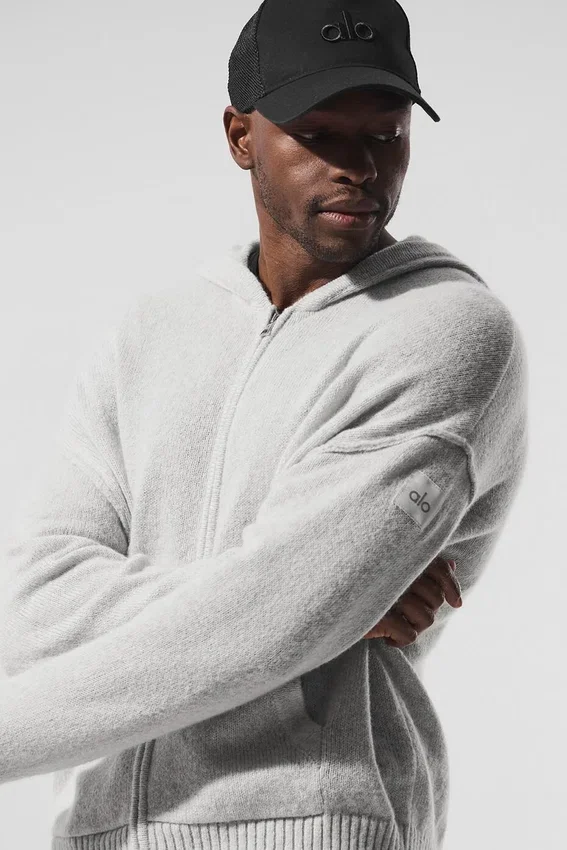 Wool Cashmere New Class Hoodie met volledige ritssluiting - Pearl Grey Heather