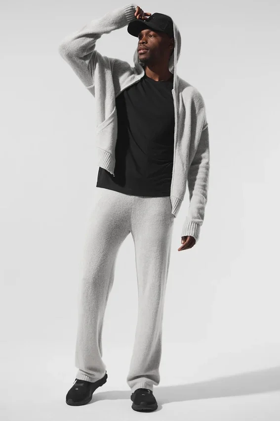 Wool Cashmere New Class Hoodie met volledige ritssluiting - Pearl Grey Heather