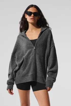 Wool Cashmere New Class Hoodie met volledige ritssluiting - Platinum Grey