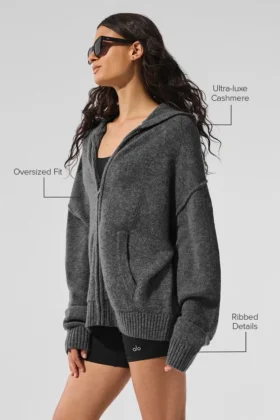Wool Cashmere New Class Hoodie met volledige ritssluiting – Platinum Grey