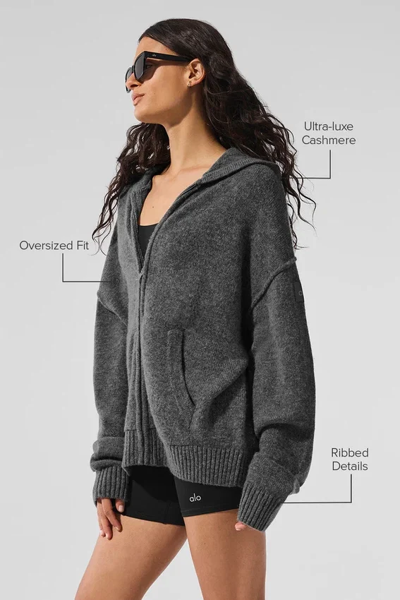Wool Cashmere New Class Hoodie met volledige ritssluiting - Platinum Grey